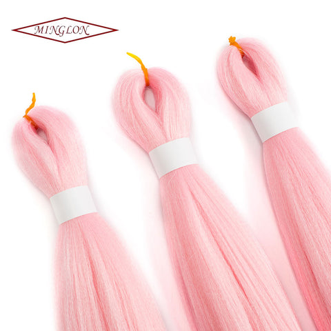 Image of MINGLON Braiding Hair Extensions 24 Inch 3 Packs Synthetic High Temperature Jumbo Braiding Hair Twist Crochet Braids Hair