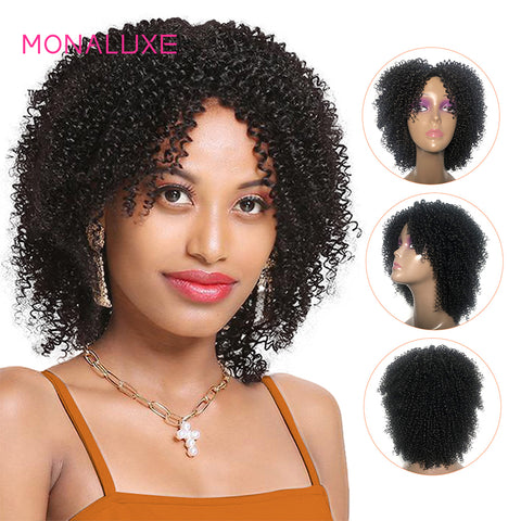 Image of MONALUXE 4x4 Lace Clousre Wig Kinky Curly Human Hair Wigs