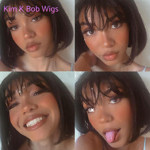 KIM K BOB WIGS 2×6 Lace Closure Wig Deep Wave Human Hair Wigs