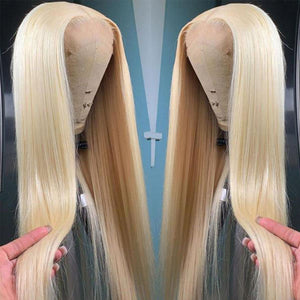 MINGLON 613 Blonde Straight Human Hair 13x4 Lace Front Wigs