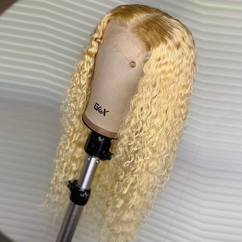 Image of Silkyin 613 Blonde Kinky Curly Lace Wigs Pre Plucked