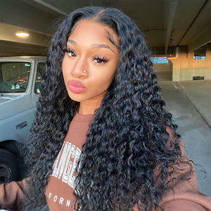 Silkyin 5×5 Lace Closure Wigs Deep Wave Human Hair Wig