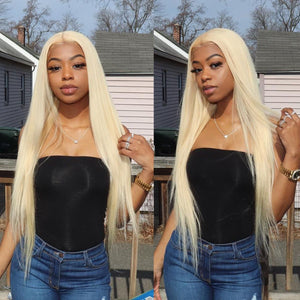 MINGLON 613 Blonde Straight Human Hair 13x4 Lace Front Wigs