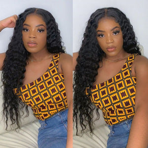 Silkyin T Part Wigs Brazilian Deep Wave Human Hair Wig