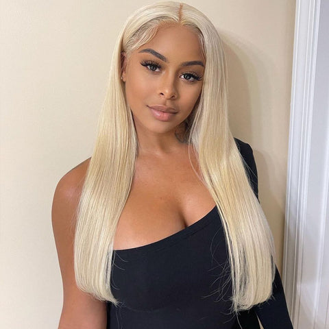 Image of MINGLON 613 Blonde Straight Human Hair 13x4 Lace Front Wigs